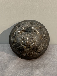A Chinese bronze 'elephant' censer and cover, Qianlong mark, 18/19th C.