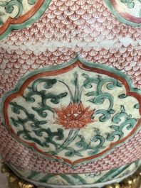Two Chinese wucai vases, one mounted as a lamp, Transitional period