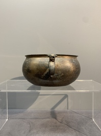 Two archaic bronze ritual wine vessels, 'dui 敦', Warring States Period