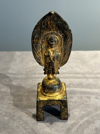 A Chinese gilt bronze standing Buddha in Northern Wei-style, 19th C.