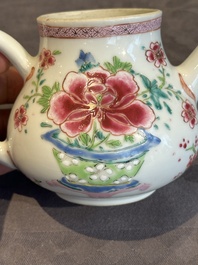 Two Chinese famille rose teapots with floral design, Yongzheng/Qianlong