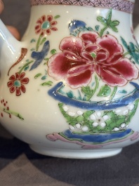 Two Chinese famille rose teapots with floral design, Yongzheng/Qianlong