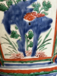 Two Chinese wucai vases, one mounted as a lamp, Transitional period