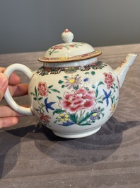 Two Chinese famille rose teapots with floral design, Yongzheng/Qianlong