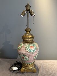 Two Chinese wucai vases, one mounted as a lamp, Transitional period