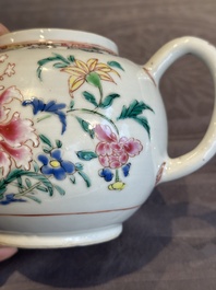 Two Chinese famille rose teapots with floral design, Yongzheng/Qianlong