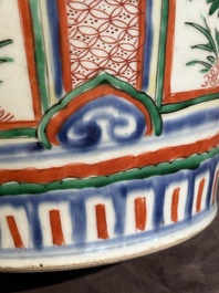 Two Chinese wucai vases, one mounted as a lamp, Transitional period