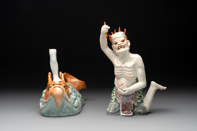 A Chinese famille rose sculpture of Kuixing, 19/20th C.