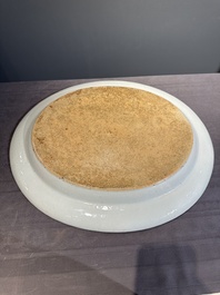 A large oval Chinese export 'EHA' monogrammed 'landscape' dish, Jiaqing, ca. 1800