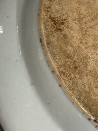 A large oval Chinese export 'EHA' monogrammed 'landscape' dish, Jiaqing, ca. 1800