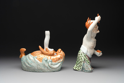 A Chinese famille rose sculpture of Kuixing, 19/20th C.