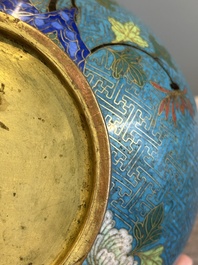 A Chinese cloisonn&eacute; 'peony and chrysanthemum' vase, 19th C.