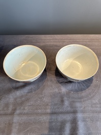 A Chinese Swatow green- and red-enamelled 'dragon' jar and a pair of covered bowls, Ming