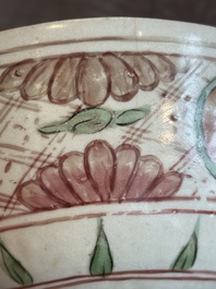 A Chinese Swatow green- and red-enamelled 'dragon' jar and a pair of covered bowls, Ming