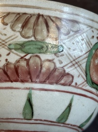 A Chinese Swatow green- and red-enamelled 'dragon' jar and a pair of covered bowls, Ming