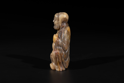 A Chinese Shoushan soapstone Luohan, 18th C.