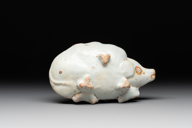A Chinese blue and white ko-sometsuke dish in the shape of a pig for the Japanese market, Tianqi