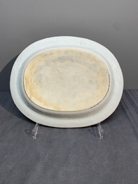 A Chinese export famille rose covered tureen and an oval dish with strainer, Jiaqing