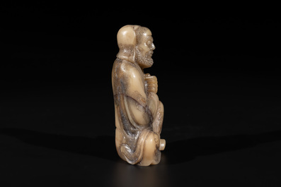A Chinese Shoushan soapstone Luohan, 18th C.
