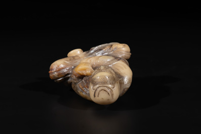 A Chinese Shoushan soapstone Luohan, 18th C.