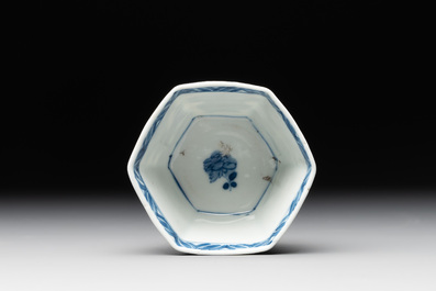 Four Chinese blue and white teapots, a milk jug, a cup and two saucers, Kangxi/Qianlong