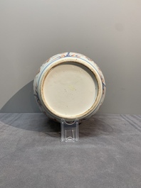 A pair of Chinese Imari-style 'grapevine' jars with wooden covers and stands, Kangxi