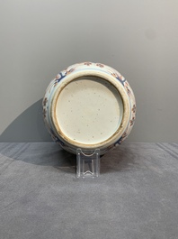 A pair of Chinese Imari-style 'grapevine' jars with wooden covers and stands, Kangxi
