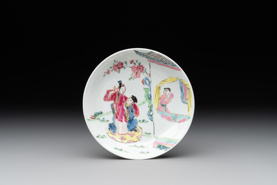 A fine Chinese famille rose 'Xi Xiang Ji' cup and saucer, Yongzheng