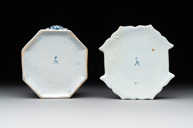 Two blue and white Dutch Delft butter tubs, 18th C.