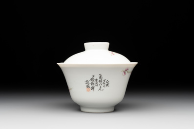 Five Chinese blue, white and famille rose wares, Qianlong and Xianfeng marks, 19/20th C.