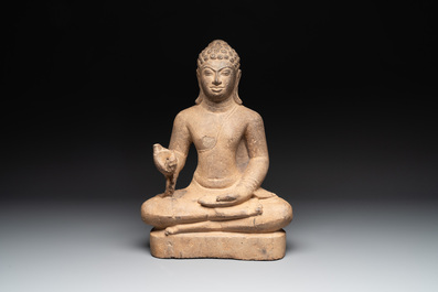 A Cambodian sandstone Buddha, pre-Angkor, 7/8th C.