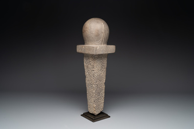 A Cambodian gray sandstone linga, pre-Angkor, 7/8th C.