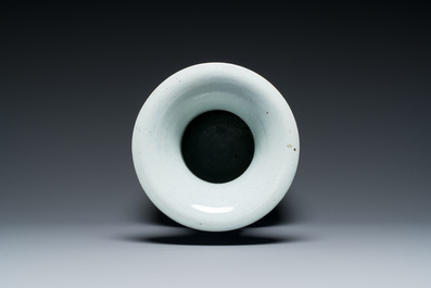 A Chinese blue and white 'dragon and carp' vase, 19th C.