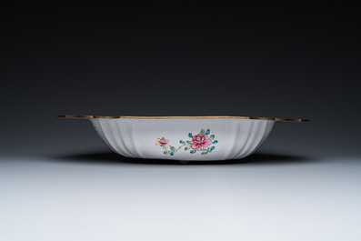 A Chinese Canton enamel helm-shaped ewer with shell-shaped basin, Qianlong