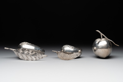 A varied collection of eight silver betel chewing utensils, Southeast Asia, 19/20th C.