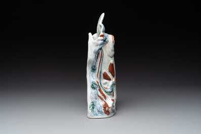 A Japanese Arita wall vase shaped as a leaping carp, Edo, 17th C.