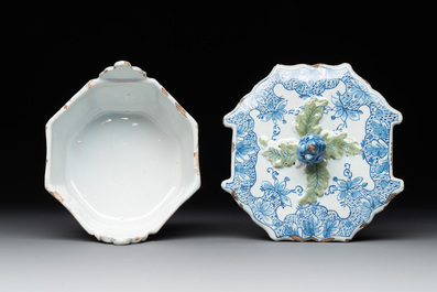 Two blue and white Dutch Delft butter tubs, 18th C.