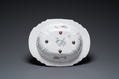 A Chinese Canton enamel helm-shaped ewer with shell-shaped basin, Qianlong