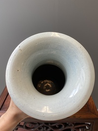 A Chinese blue and white 'dragon and carp' vase, 19th C.