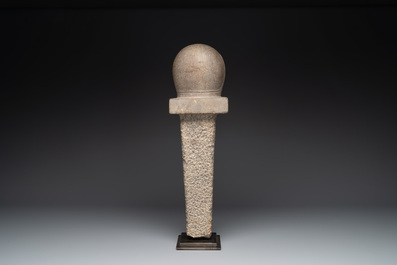 A Cambodian gray sandstone linga, pre-Angkor, 7/8th C.