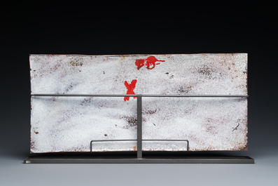 A large rectangular Chinese gold-yellow-ground Canton enamel plaque with fine floral design, Yongzheng