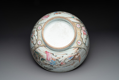 A large Chinese famille rose export porcelain 'European subject' bowl, Qianlong
