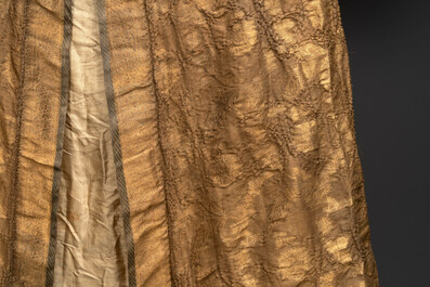 An Ottoman gold-thread-embroidered silk kaftan, probably 18th C.