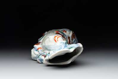 A Japanese Arita wall vase shaped as a leaping carp, Edo, 17th C.