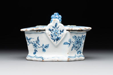 Two blue and white Dutch Delft butter tubs, 18th C.
