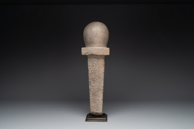 A Cambodian gray sandstone linga, pre-Angkor, 7/8th C.