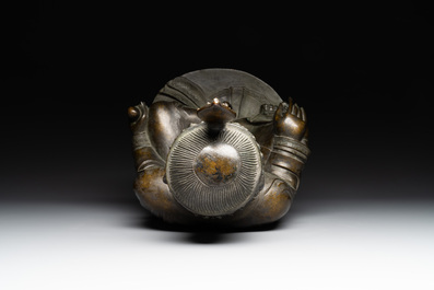 A Chinese bronze Bodhisattva on a lotus throne, Ming