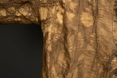 An Ottoman gold-thread-embroidered silk kaftan, probably 18th C.