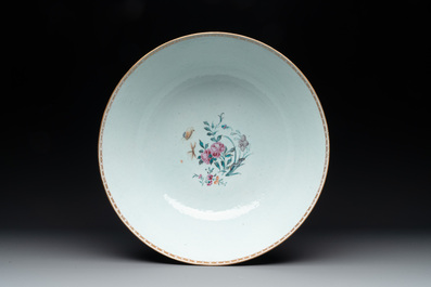 A large Chinese famille rose export porcelain 'European subject' bowl, Qianlong