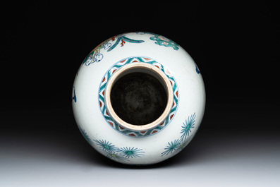 A Chinese doucai vase with gilt bronze mount, Chenghua mark, 19th C.